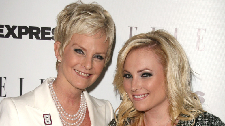 Cindy Meghan and Meghan McCain pose together wearing similar eye makeup.