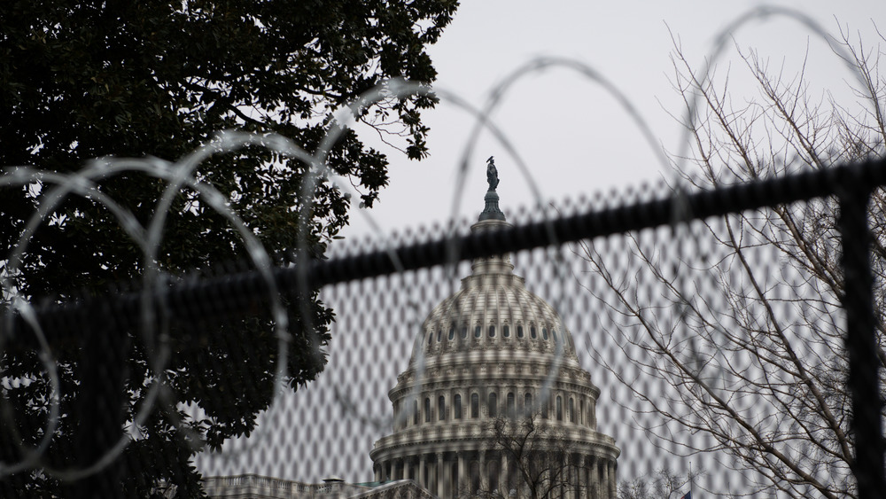 Barbed wire around the U.S. Capitol