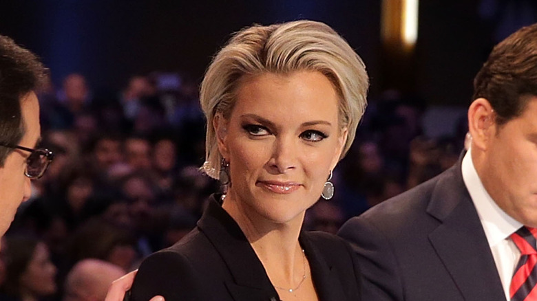 Megyn Kelly speaks at a GOP presidential debate (2015); Megyn Kelly moderates the Fox News - Google GOP Debate at the Iowa Events Center in Des Moines, Iowa (2016)
