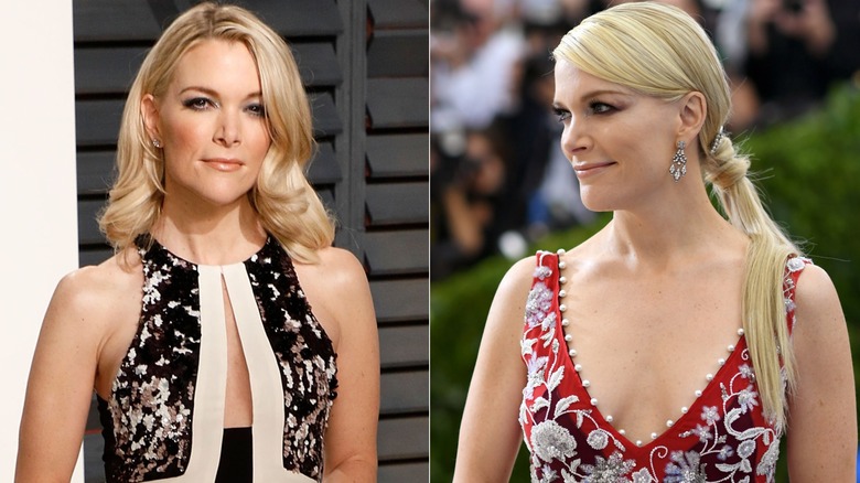 Megyn Kelly at the 2017 Vanity Fair Oscar's Party in a black and white dress