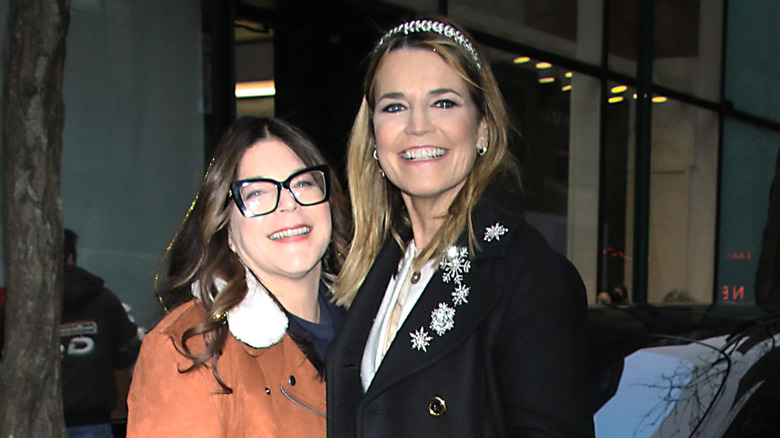 Annie and Savannah Guthrie smiling outside studio