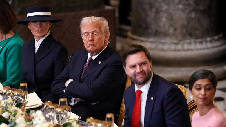 Melania and Donald Trump next to JD and Usha Vance at dinner
