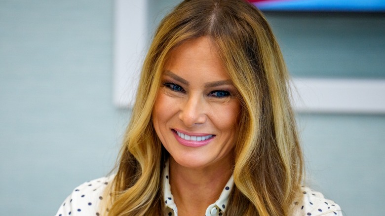 Melania Trump smiles as she visits the Children's National Hospital in Washington, DC (2025)