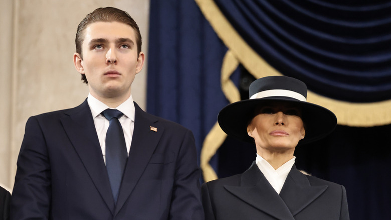 Barron Trump and Melania Trump at Donald Trump's second inauguration