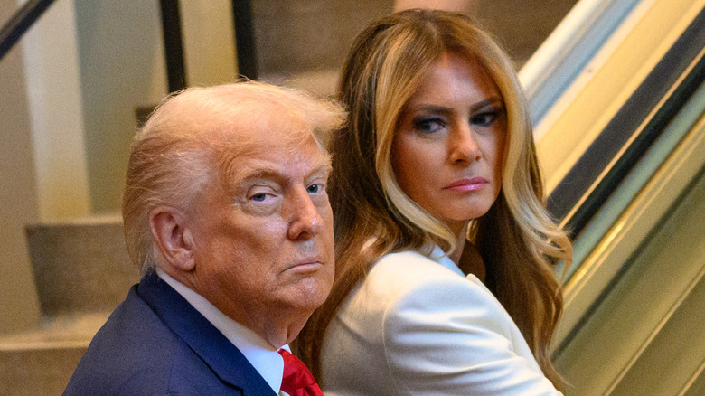 Donald and Melania Trump scowling