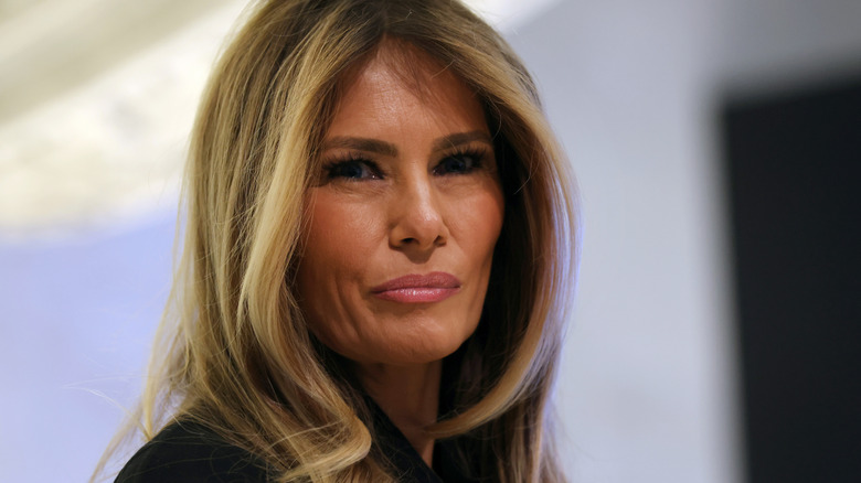 Melania Trump appears at the New York Stock Exchange (NYSE) where she rang the opening bell on January 28, 2026 in New York City.