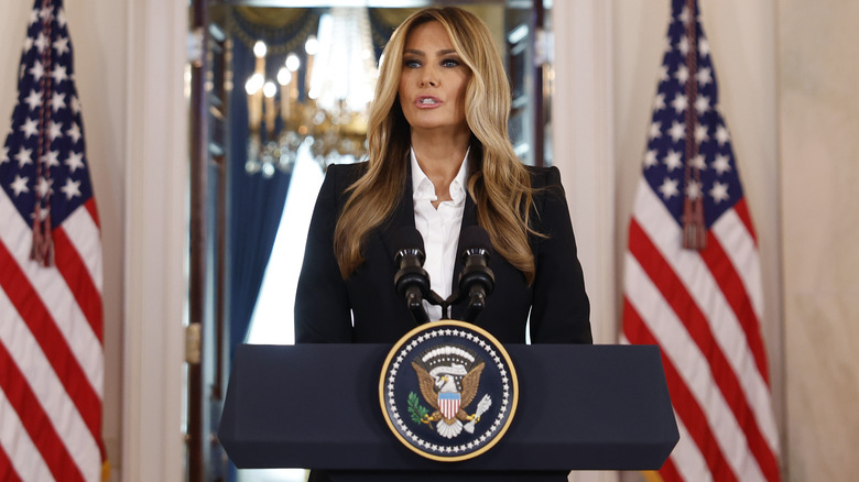 Melania Trump delivering a speech