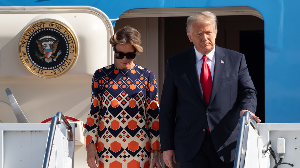 Melania and Donald Trump exiting Air Force One