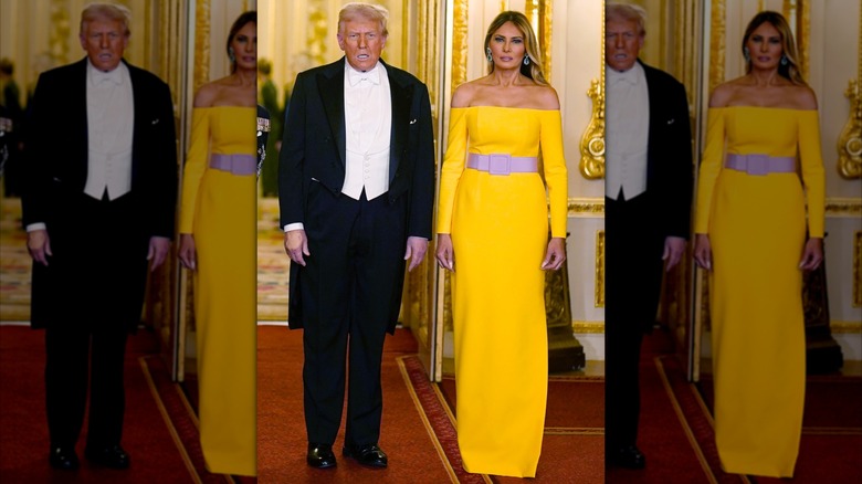 Donald and Melania Trump staring