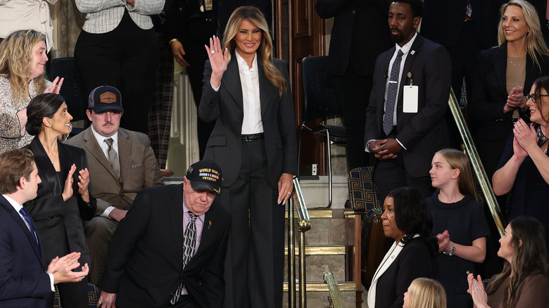 Melania Trump waving to a crowd