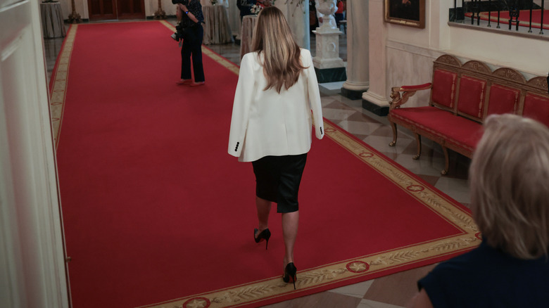 Melania Trump walking in stiletto heels
