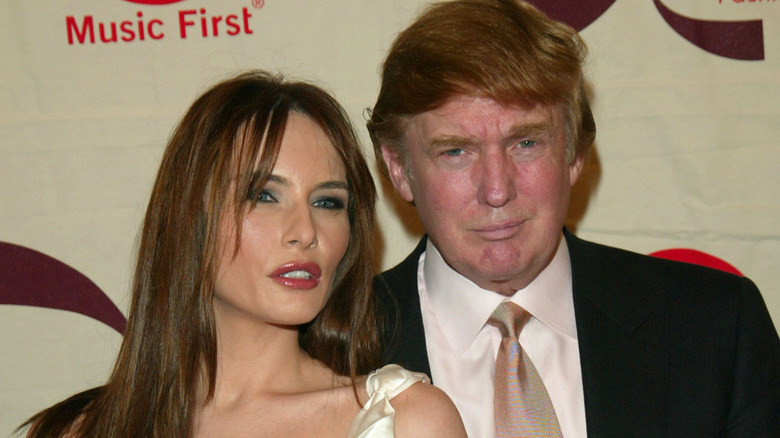 Melania and Donald Trump arriving at the 2002 VH1 Vogue Fashion Awards at Radio City Music Hall