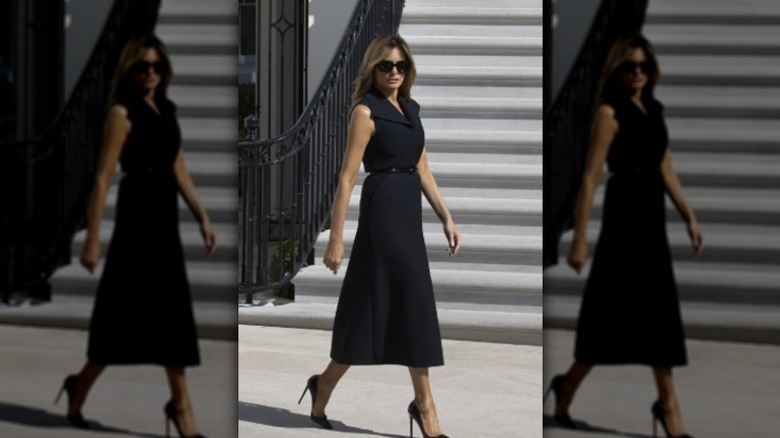 Melania and Donald Trump leave the White House
