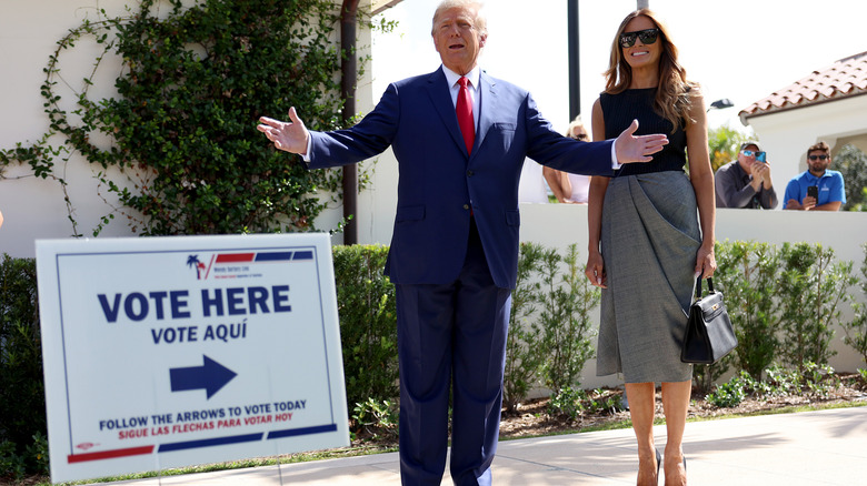 Donald and Melania Trump at a polling station