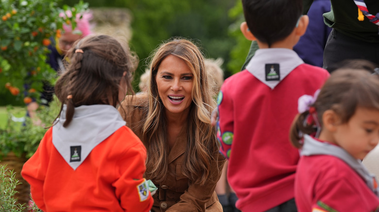 First Lady Melania Trump joins 20 Squirrel Scouts taking part in nature activities on the Windsor Castle estate