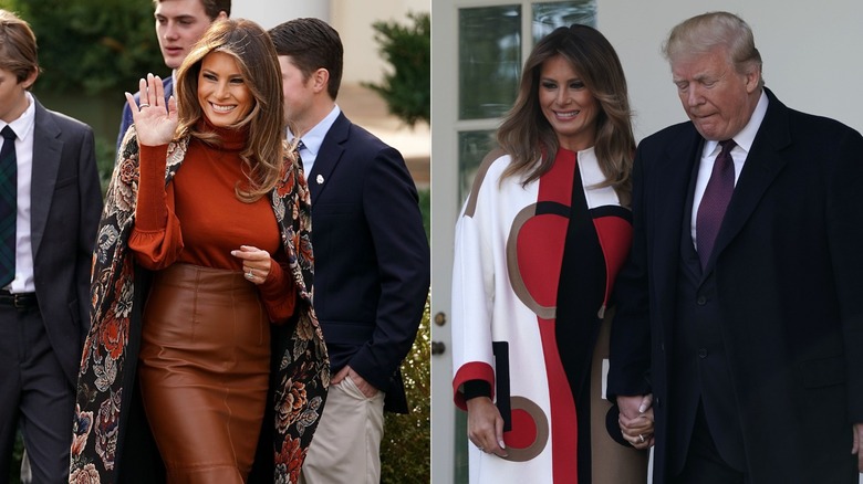 Melania Trump at turkey pardon day in 2017 & 2018