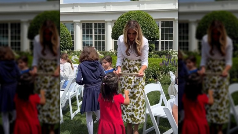 Melania Trump greeting kids