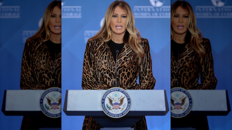 U.S. first lady Melania Trump delivering remarks