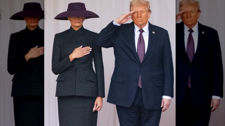 Melania Trump and Donald Trump pledging allegiance