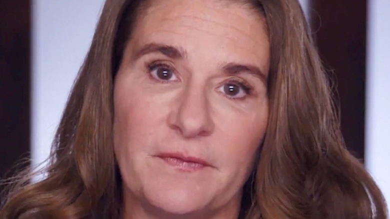 Melinda Gates looking serious hair down