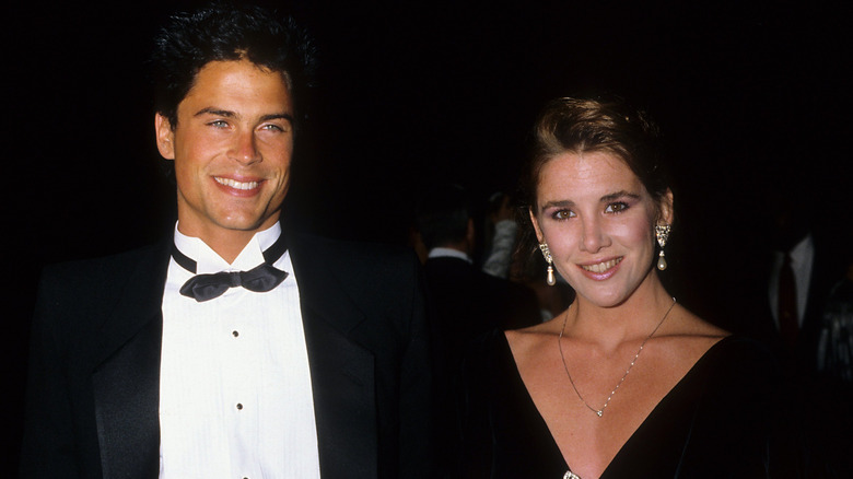 Rob Lowe and Melissa Gilbert pose for a picture in 1987