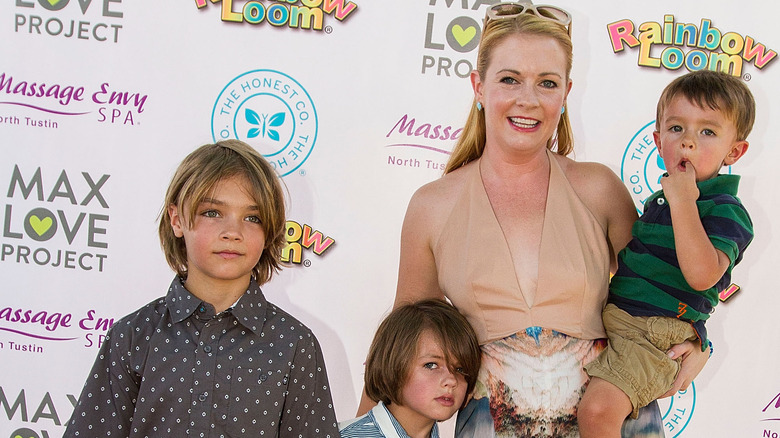 Melissa Joan Hart surrounded by her sons