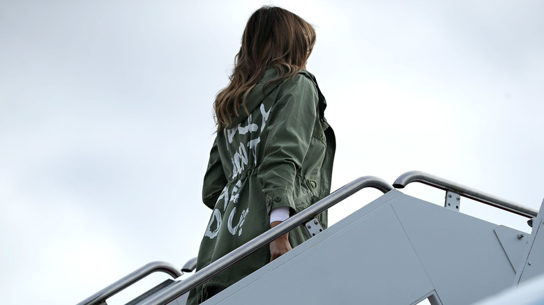 Melania Trump boarding an airplane