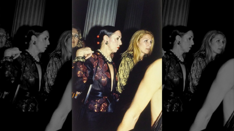 D.D. Ryan (left) and Jane Holzer (right) both wearing Halston at the Met Gala