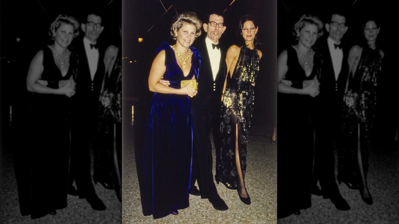 Hilary Byersin (left) in Oscar de la Renta, Peter Sharp wearing a black tuxedo, and Barbara Allen in a metallic dress at the 1979 Met Gala in New York City