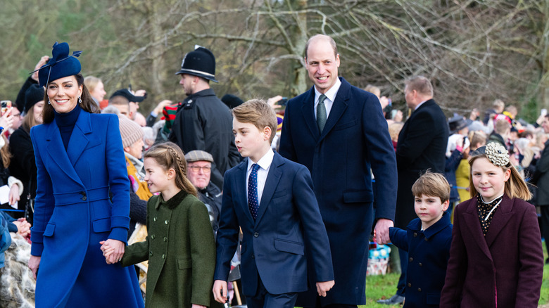 Mia Tindall walking with Prince William, Kate Middleton, and their children