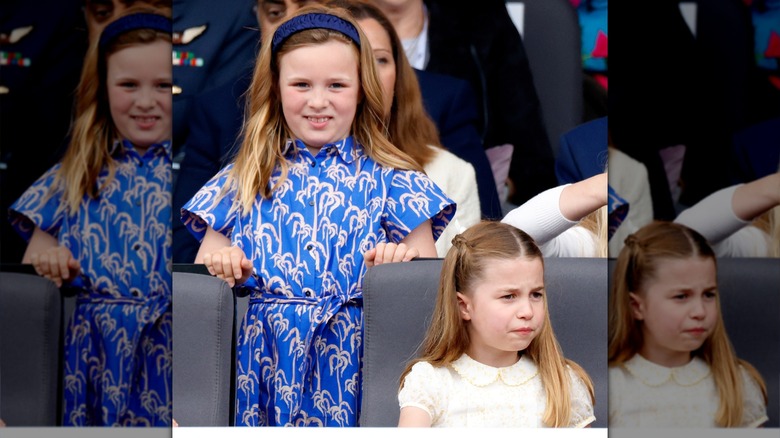 Mia Tindall and Princess Charlotte attending the Platinum Pageant
