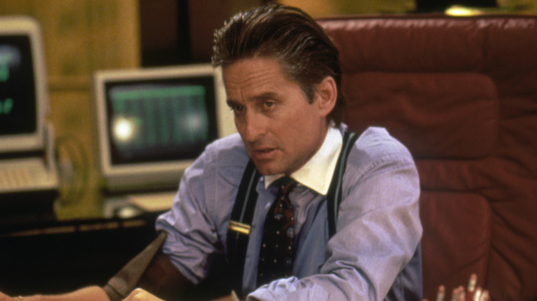 Michael Douglas as Gordon Gekko on the set of 'Wall Street'