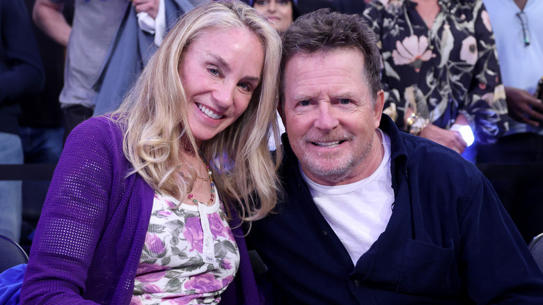 Tracy Pollan and Michael J. Fox posing for a photo