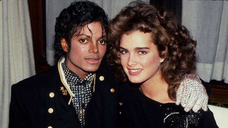 Michael Jackson and actress Brooke Shields attend a party hosted by the Guinness Book of World Records (in Jackson's honor) at the American Museum of Natural History, New York, New York, February 7, 1984.