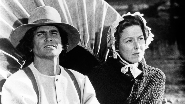 Michael Landon (left) and Karen Grassle (right) in Little House on the Prairie (1974).