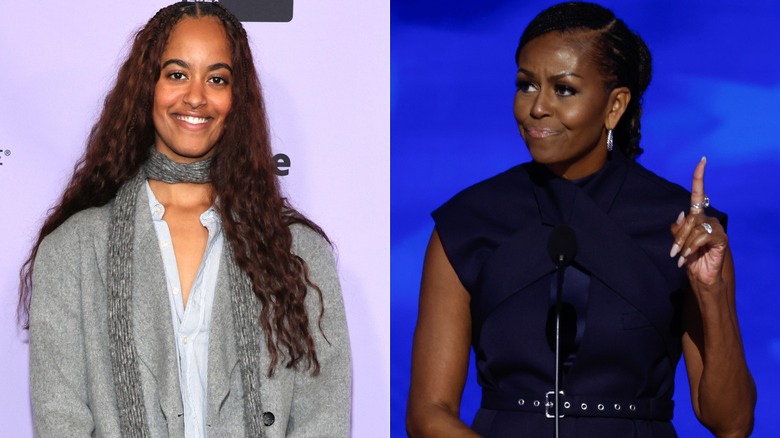 Side-by-side images of Malia Obama and her mother Michelle Obama