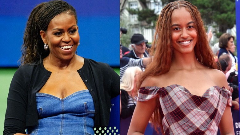 Former first lady Michelle Obama (left), and her daughter, Malia Obama (right)