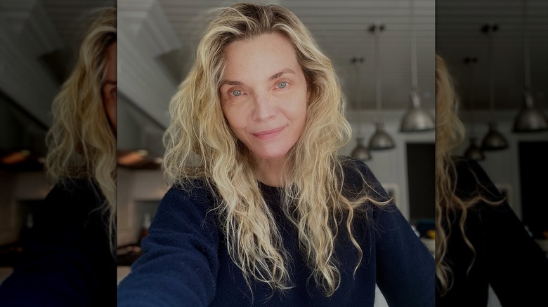 Selfie of Michelle Pfeiffer with no makeup and unstyled hair