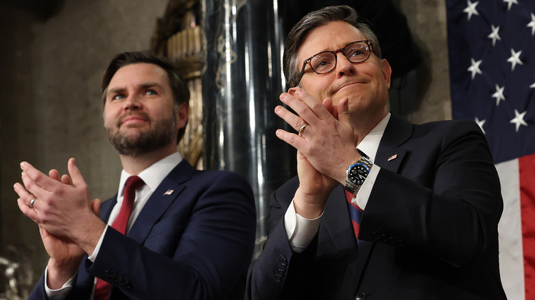 JD Vance and Mike Johnson at the 2025 State of the Union.