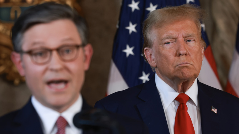 Donald Trump giving Mike Johnson a dirty look