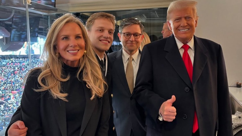 Kelly Johnson, Jack Johnson, Mike Johnson, and Donald Trump at the 2024 Army-Navy game.