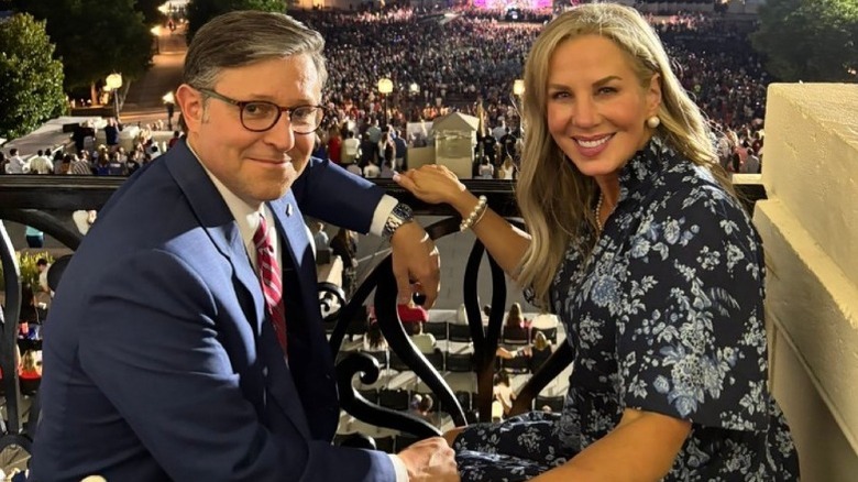 Mike Johnson and Kelly Johnson watch fireworks on the Fourth of July in Washington, DC (2025)