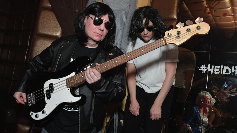 Mike Myers and Kelly Tisdale dressed up as The Ramones for Halloween
