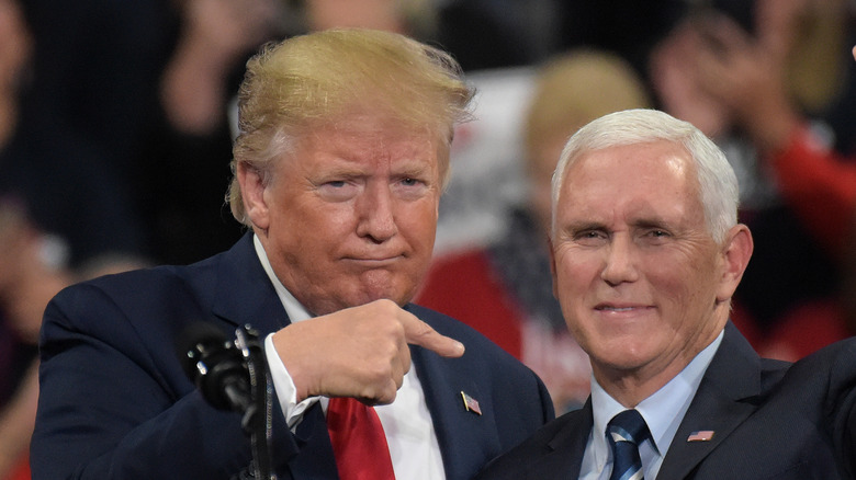 Mike Pence and Donald Trump during a rally