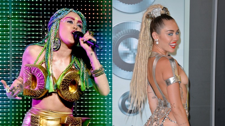 Side-by-side of Miley Cyrus' culturally appropriative hair era