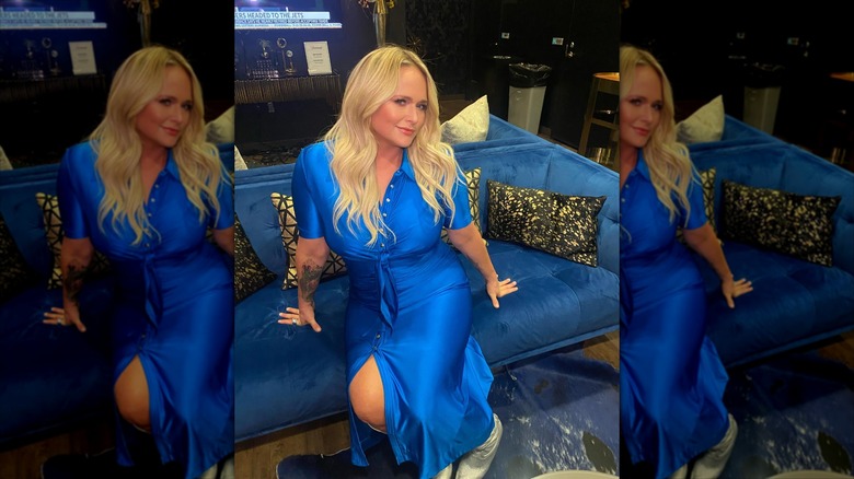 Miranda Lambert sitting on a couch
