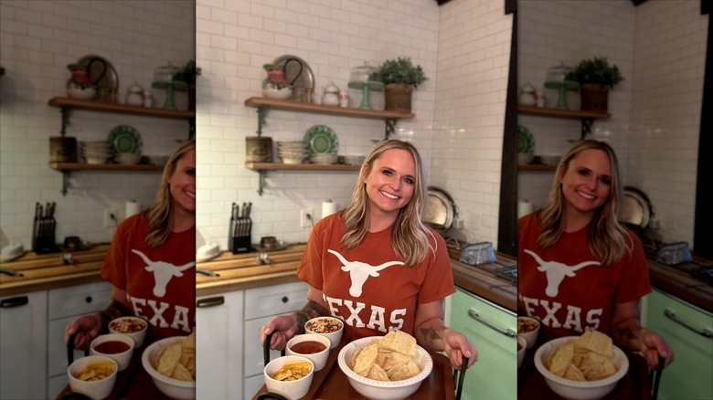 Miranda Lambert smiling in her kitchen
