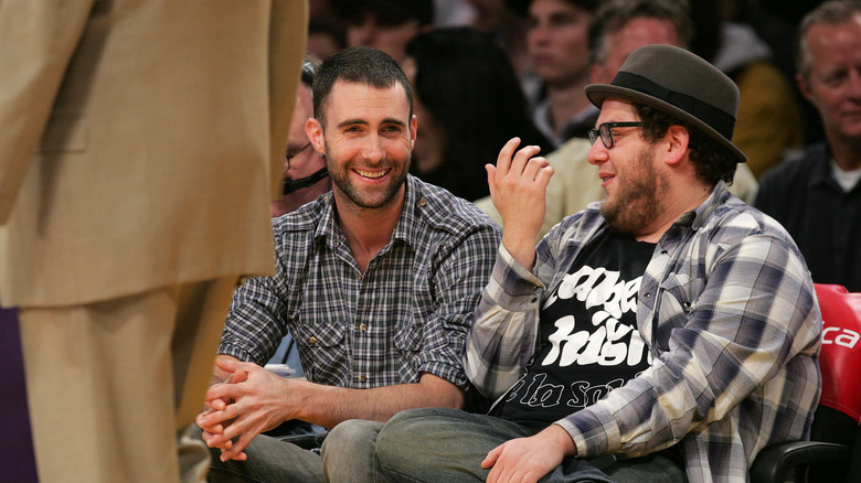 Adam Levine and Jonah Hill in January 2008
