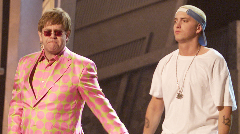 Elton John and Eminem in February 2001