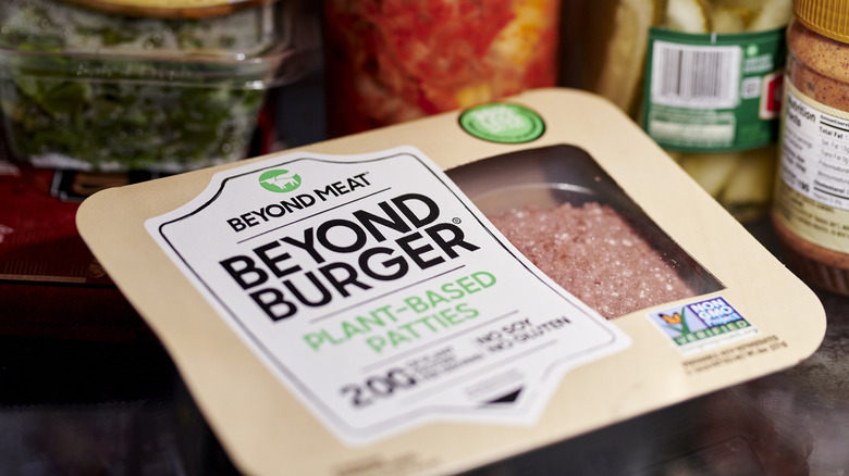 Beyond burger package in a fridge